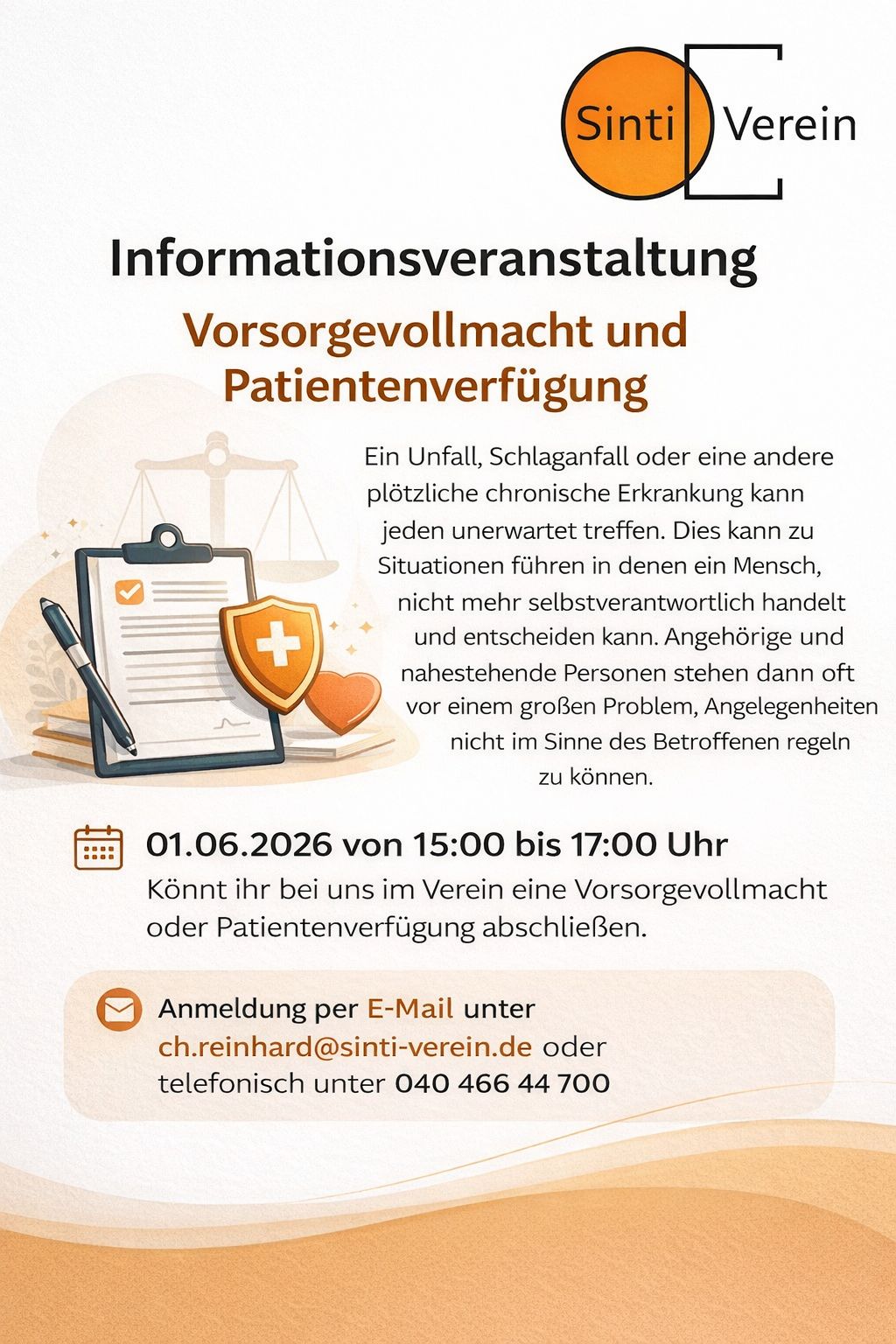 Einladung zur Informationsveranstaltung zu Vorsorgevollmacht und Patientenverfügung